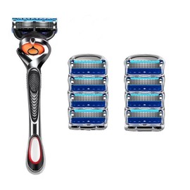 Manual Razor Set, 1 Count Razor Holder with Replaceable Heads, Men's Beard Shaver, Beard Razor, Shaving Tool for Men:_1 tool holder + 8+tool heads1_black