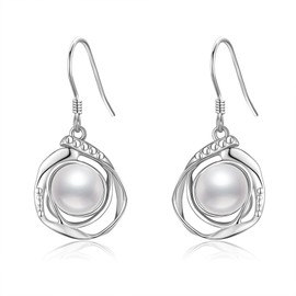 VONALA Pearl Earrings Silver 925 Earrings Pearl Earrings Pearl Earrings Women's Girls Pearl Jewellery Gifts, Sterling Silver, Pearl