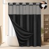 FADOTY No Hook Shower Curtain and Liner Set, Black Snap