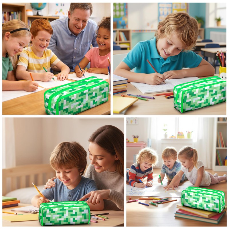 Large Capacity Pencil Case Pouch 3 Compartments Pen Bag for
