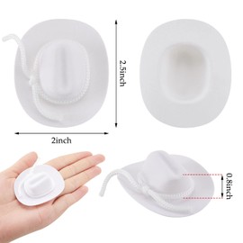 24 Piezas Mini Sombreros de Vaquero para Manualidades Sombrero de Vaquera Blanco Flocado Favores de Boda Occidental para Decoraciones de Muñecas (Blanco)
