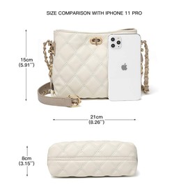 Small Crossbody Bags for Women Purses Fashion Leather Lightweight Handbags Shoulder Bag(Beige)