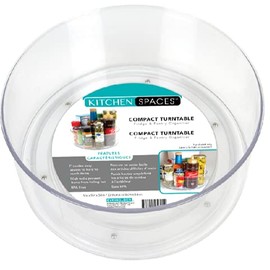Kitchen Spaces Compact Lazy Susan Organizer, Fridge or Cabinet Turntable Shelf Storage for Kitchen and Pantry Items, Great for Spices or Condiments, Clear and Sturdy with Full Spin