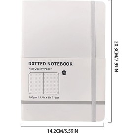 OSYLICT Bullet Dotted Journal Notebook,A5,100 GSM Thick Paper,Hardcover Notebooks for Journaling, Study Tracking and Travel Planning.for Women Men Office Home School Supplies(White)