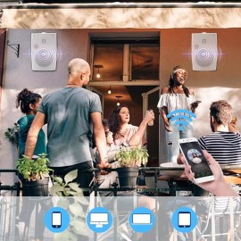 Herdio 2x 6.5" In/Outdoor Bluetooth Speakers Waterproof 400W Wall Mount Speakers - white