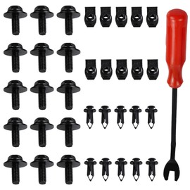 Runseaway 35PCS Universal Engine Under Cover Splash Shield Guard Body Bolts Kit, Bumper Fender Liner Push Retainer Fastener Rivet Clips, Compatible with Most Vehicles, Includes Removal Tool