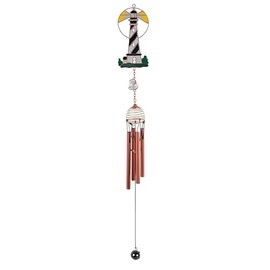 ICE ARMOR 22" Long Lighthouse Wind Chime with Copper Gem Statue Sculpture Ornament Decoration Garden Decor Ideas for Housewarming, Holidays and Birthdays Great Collectible Addition