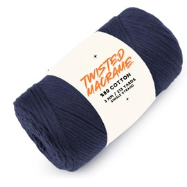 Art of Yarn Macrame Cord 250g 639 feet (213 Yards) Single Strand 3mm-4mm Twine Twisted Rope Natural Cotton Cord String Macrame Art Crafts Wall Hanger Plant Hanging Cotton 1 Skeins Navy Blue 99784
