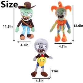 3 PCS Plants and Jester Plush Zombie Sets Toy Postman, 1 2 Stuffed Soft Jester Zombie Doll, Duck Zombies PVZ Plush Figure Doll New