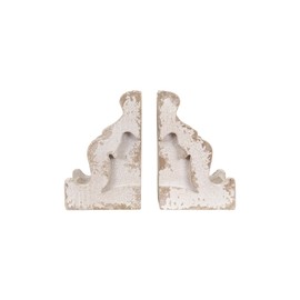 Creative Co-Op Distressed White Corbel Shaped Bookends (Set of 2 Pieces)