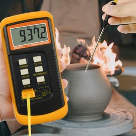 Digital K-Type Thermocouple Thermometer with Dual Channels 4 Thermocouples High Accuracy Temperature Kelvin Scale Dual Measurement Meter Sensor, -50~1300°C (-58~2372°F) for High Temperature