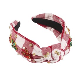 TQUXNGA Knoten-Stirnbänder für Damen und Mädchen, Haarband mit Perlen und Yoga-Knoten, Haarreif, Gittermuster, Haarband