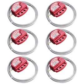 Patioer Lockout Tagout Cable Lock, 1/4" x 6ft Adjustable Cable Lockout, Steel Cable Lock with Vinyl Coating, Loto Cable for Lock Out Tag Out, 6 Pack