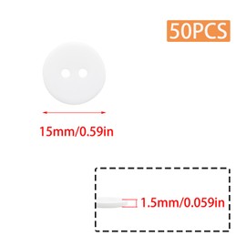 Lilaly 50 PCS 5/8 inch Buttons for Crafts, 2 Holes Resin White Buttons, for Sewing Children Sweater DIY Crafts Scrapbooking (White)