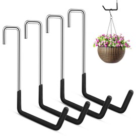 Encuryna Pack of 4 Robust Rafter Hooks, 19 cm, S-Garage Hooks, Robust S-shaped Hooks, Hooks for Hanging, Bicycle Hooks, Universal Hooks, Ladder Hooks for Hanging, Robust, Ladder, Plants