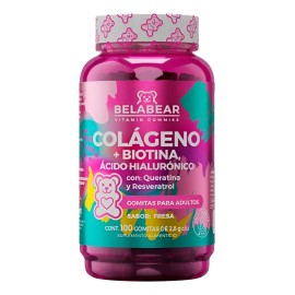 Pack 2 Belabear Colágeno con Biotina Y Ácido Hialurónico 100pz cada uno Sabor Fresa