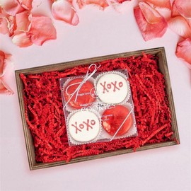 PLINJOY 4 OZ Crinkle Cut Paper Shred Filler for Gift Basket Shredded Confetti Paper Box Stuffing Easter Basket Grass (Red)