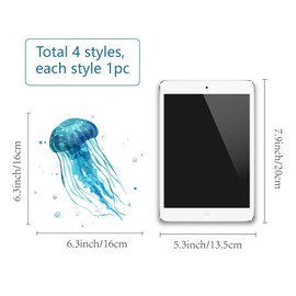 GORGECRAFT 4 Styles Sea Life Window Decal 6.3x6.3 Inch Ocean Animal Creatures Seaturtle Static Decal Sticker Glass Cling Anti-Collision Alert Decals for Prevent Stop Birds Dogs Pets Strikes