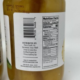 Golden Farms 4x Golden Farms USDA Organic Pineapple Spears 26 Oz Each Jar Expiration 06/2026