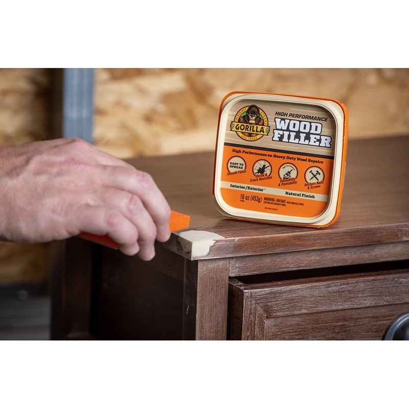 Gorilla All Purpose Wood Filler, Natural Finish, 16 Ounce Tub