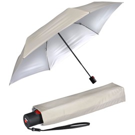 Knirps Ultra U.200 Medium Duomatic Pocket Umbrella - Automatic Open/Close - Storm Resistant - Windproof, Stone with silver coating - UV, heat protection, 95 cm