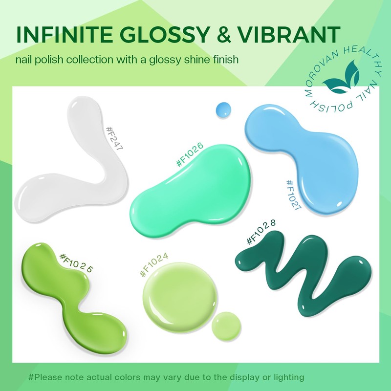 Morovan Green Nail Polish Set: Turquoise White Blue Spring Summer
