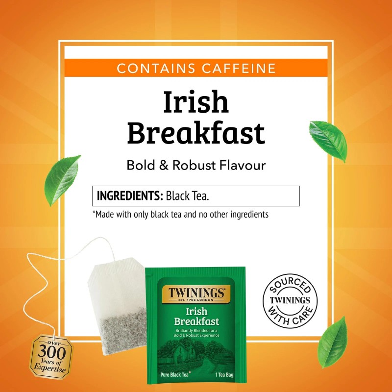 Twinings Irish Breakfast Black Tea Individually Wrapped Bags, 100 Coun