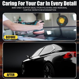 Vkdemer Cordless Car Buffer Polisher, 6 In Mini Buffer Polisher Kit with 2 Pack 21V Rechargeable Batteries,8 Variable Speed 5500RPM Orbital Polisher for Car Boat Detailing, Polishing,Scratch Removing