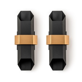 OUPAVOCS Outdoor Wall Lights, Black Gold Exterior Light Fixture, Modern Led Wall Sconce Indoor for House, Front Porch Light Outdoor Wall Mount, Patio Lights Fixture for Garage, Yard, 3000K, 2-Pack