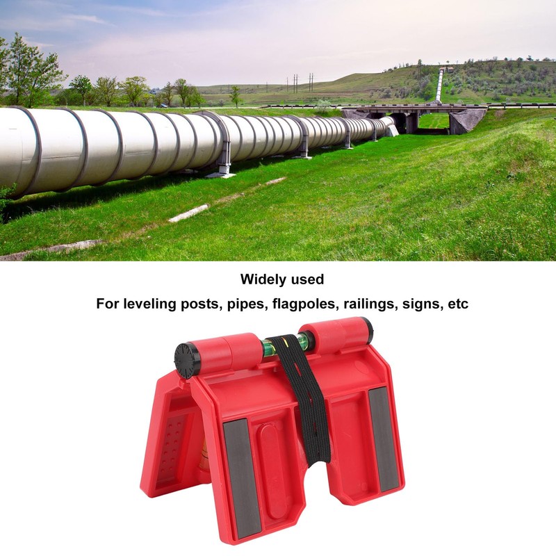 Magnetic Post Spirit Level with 3 Bottles, Adjustable Plastic Post