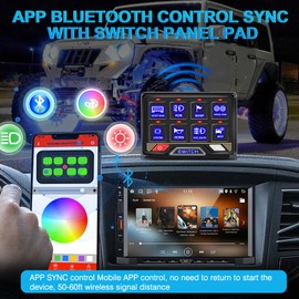 ZAMLIE RGB 8 Gang Switch Panel with APP Control Waterproof Aluminum Bluetooth Remote Switch Panel Universal Compatible with RV Car UTV Truck Trailer