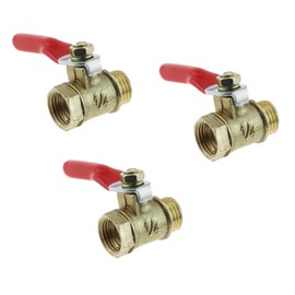 MEETOOT 3PCS 1/4 inch Heavy Duty Brass Ball Valves Shut Off Switch Air Compressor Shut Off Valve Air Pump Plumbing Valve Suitable for Potable Water Air Vapour Oil Gas