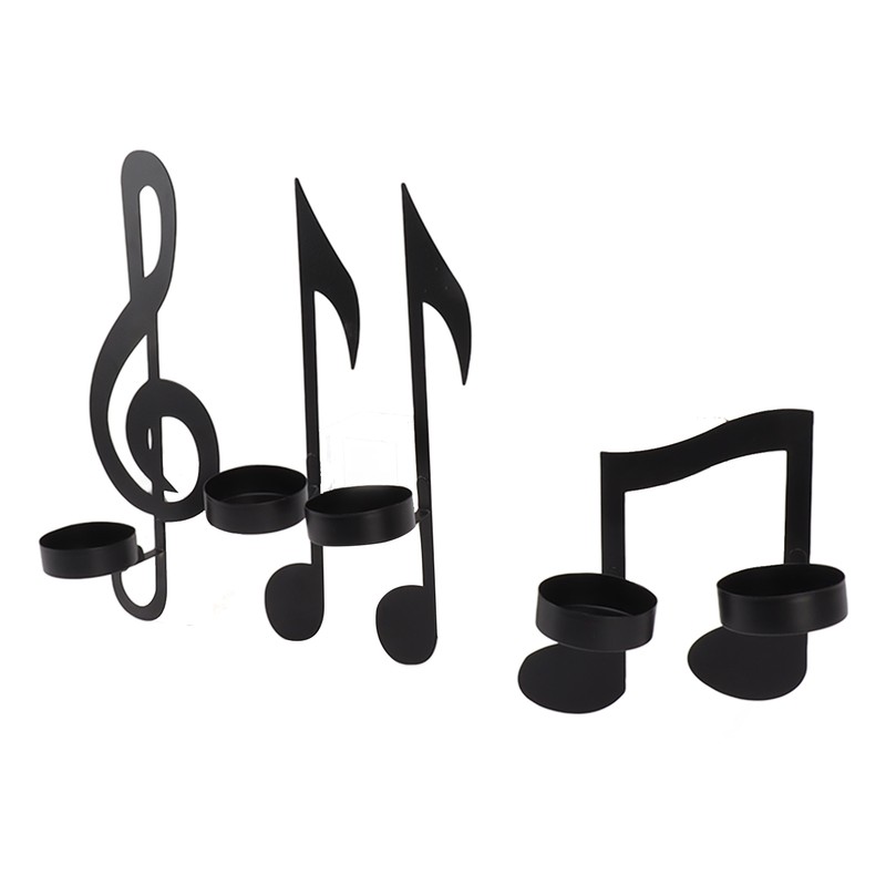 4Pcs Unique Iron Black Music Note Wall Sconce Candle Holder