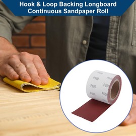 Hihaha P600 Long Board Sanding Paper 393.70"x3.94" Red Sanding Roll Back Velvet 1 Pc
