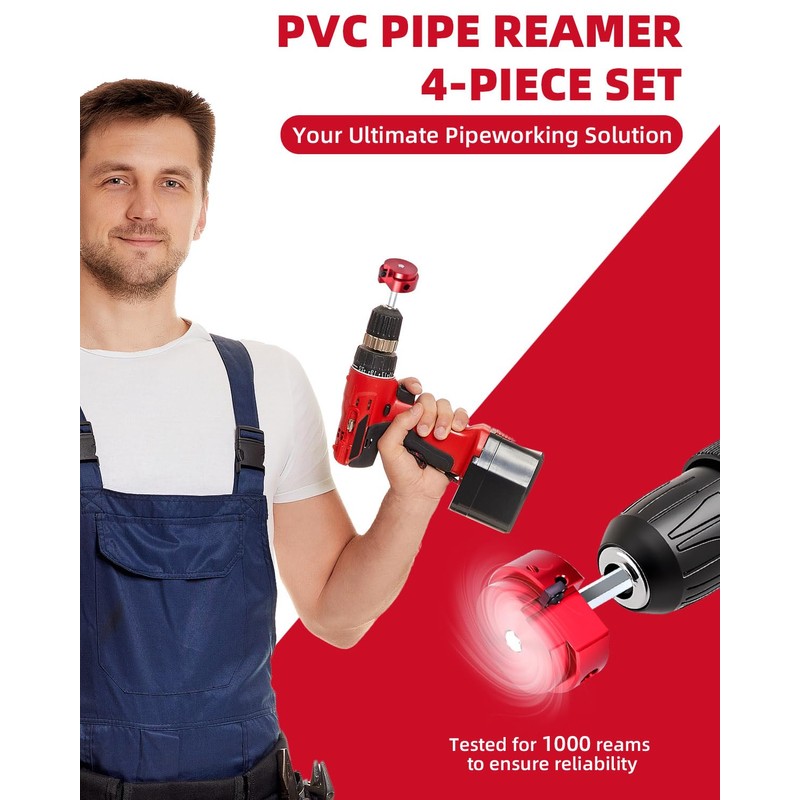 ERAYCO 4PCS PVC Pipe Reamer Kit, Plastic Pipe Fitting Reamer