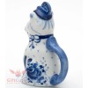 Handmade Porcelain Gzhel teapot coffee server cat souvenir handmade in