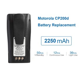 NNTN4497CR 7.4V 2250mAh Li-ion Battery High-Capacity Compatible for Motorola Radio NNTN4496 NNTN4497 CP040 CP150 CP200 CP200D CP200XLS CP250 EP450 DEP450 PR400 GP3188 GP3688 with Belt Clip