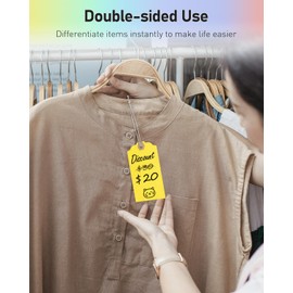 Uniclife 72 Pcs Blank Shipping Tags with Elastic String Attached Cardstock Paper Hang Tags with Reinforced Eyelet Large Marking Tags Price Tags Inventory Label Tags, Rainbow Colors (12 x 6 cm)