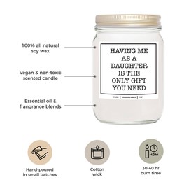 YouNique Designs Having Me as A Daughter is The Only Gift Candle 8oz, Candle for Mom, Gifts for Mom, Mom Birthday Gifts, Funny Mothers Day Candle, Birthday Gifts for Mommy (Lavender & Vanilla)