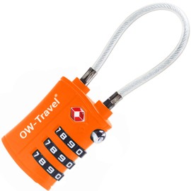 OW-Travel Cable Lock 3 Digit Combination Lock Suitcase Lock Padlock Luggage Lock Security Lock TSA Lock Cable USA Lock Combination Code for Travel Suitcase Locker Backpack Luggage: 1 Orange