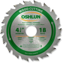 Oshlun SBW-044018 4-3/8-Inch 18 Tooth ATB Fast Cutting and Trimming Saw Blade with 20mm Arbor