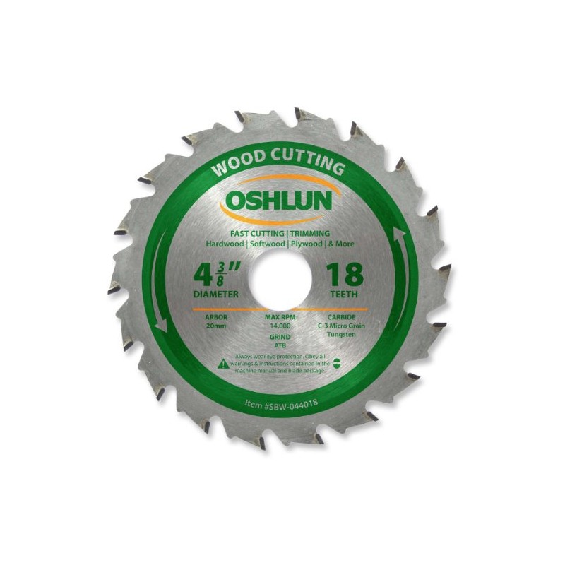 Oshlun SBW-044018 4-3/8-Inch 18 Tooth ATB Fast Cutting and Trimming