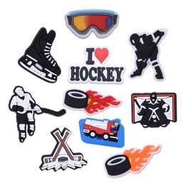 Sports Ball Shoe Charms for Clog Shoe, Baseball Basketball Soccer Football Softball Volleyball Shoe Charms for Shoe & Bracelet Wristband Party Gifts (ice hockey)