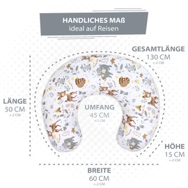 Totsy Baby Nursing Pillow Small Minky 130 x 45 cm – Breastfeeding Pillow for Travelling, Deer Grey