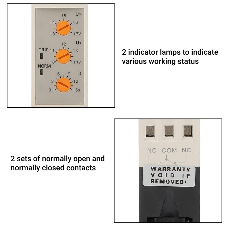 Voltage Monitoring Relay Over Under Voltage Protector 35mm DIN Rail