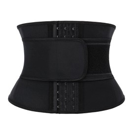 Atbuty Short Torso Waist Trainers Cincher for Women Corset Underbust Latex Sport Girdle Hourglass Body Shaper (Black (9'' Torso, 9 Bones, 1 Belt), M)