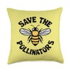 Bee Pollinator Garden Wildlife Flowers Bee Throw Pillow