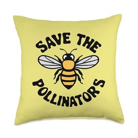 Bee Pollinator Garden Wildlife Flowers Bee Throw Pillow