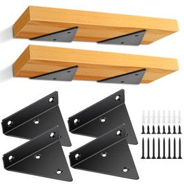 Jeffbaubl Pack of 4 Floating Shelf Brackets, 8 cm Invisible Triangle Wall Brackets, Floating Shelf Brackets, Wall Mounted Wall Shelf Brackets for Storage Shelf, Bookshelf (Black)