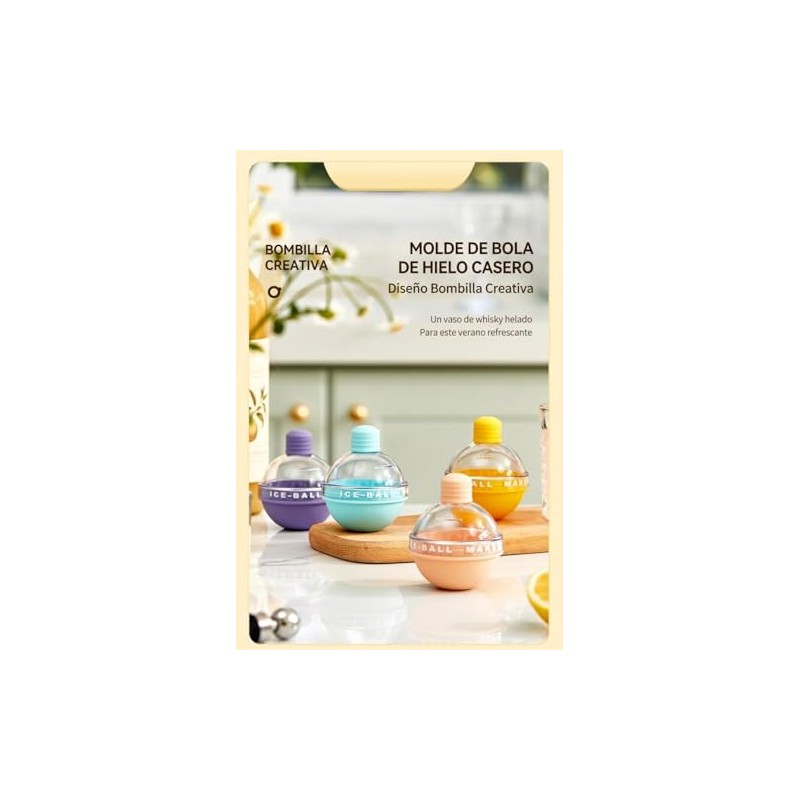 Moldes de silicona para bola de hielo, Juego de 4